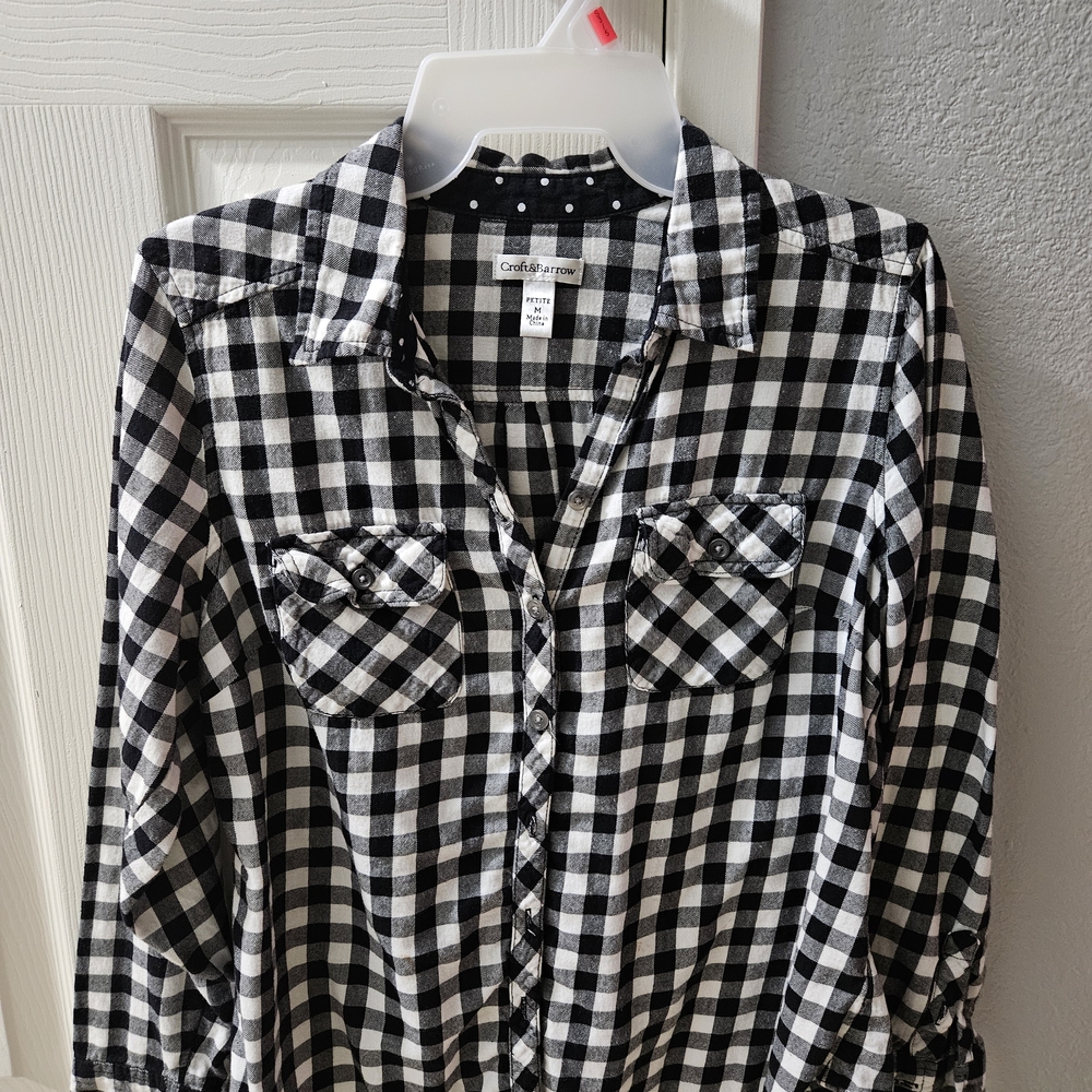 Charlotte Russe Black and White Plaid Shirt
